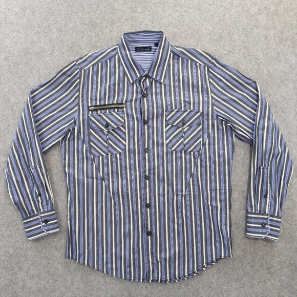 7 Diamonds Other - 7 Diamonds Shirt Mens Large Blue Button Up Long Sleeve Striped Pockets